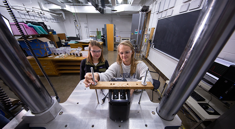 Students at University of Wisconsin–Stout work on a packaging project in 2021.